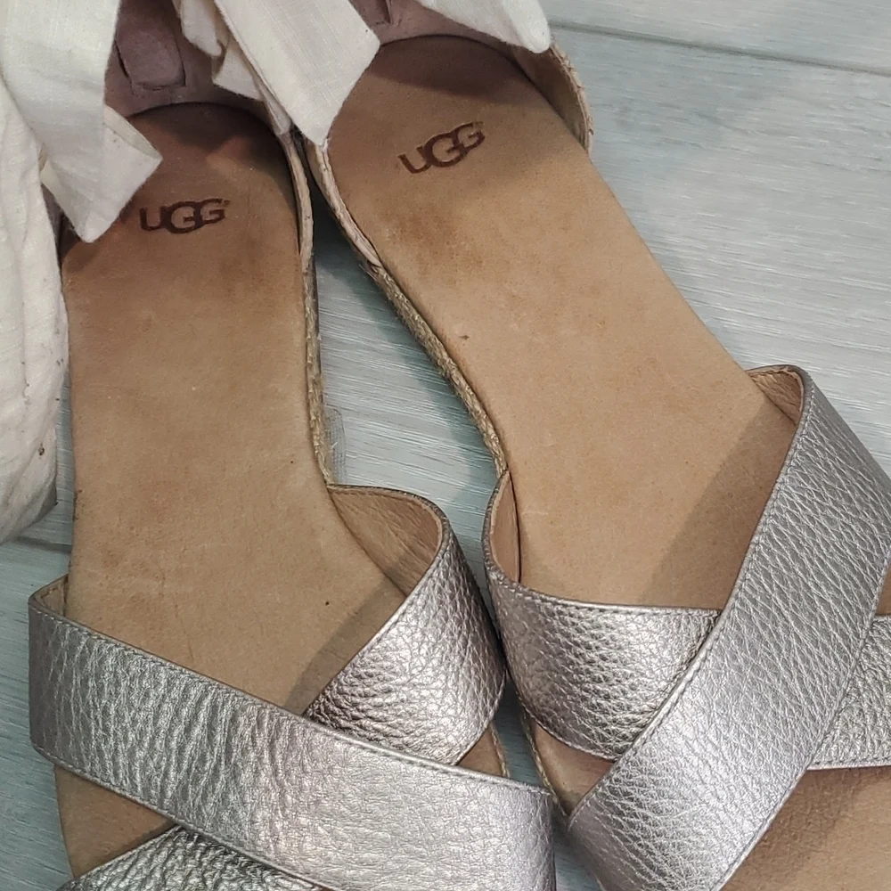 Ugg Australia Women Comfort Zip Back Strappy Ankle Flats Sandals shoes sz 9